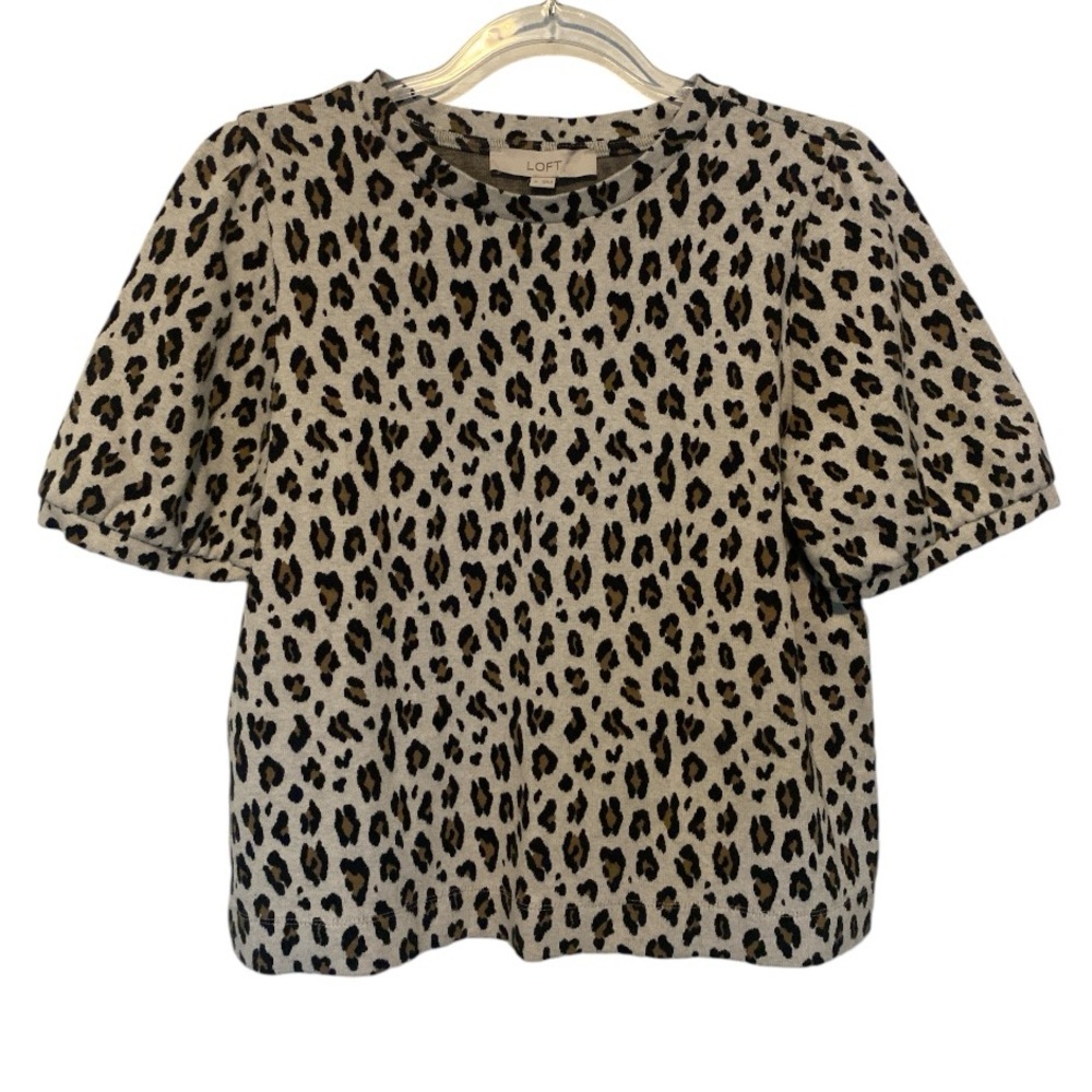 LOFT Leopard Print Puff Sleeve Top - Picture 3 of 9